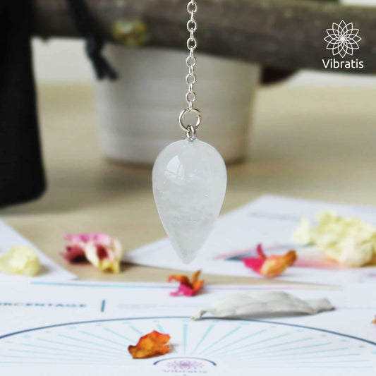 Pendule de Radiesthésie en Quartz Blanc - goutte